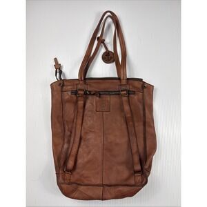 HARBOUR 2ND Large Leather CONVERTIBLE BACKPACK TOTE COGNAC Brown